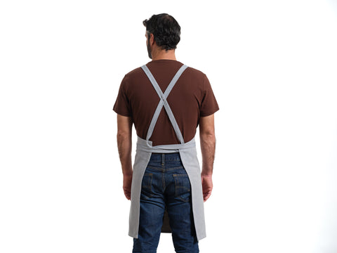 Pinafore Solid Adjustable Crossback Apron with Deep Pockets