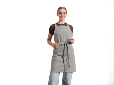 Pinafore Solid Adjustable Crossback Apron with Deep Pockets