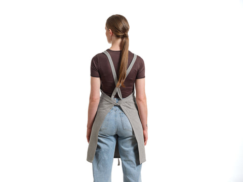 Pinafore Solid Adjustable Crossback Apron with Deep Pockets