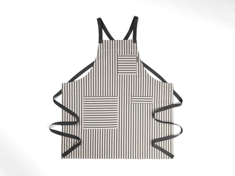 Bib Stripe Apron with Adjustable Crossback and Deep Pockets