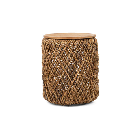 Space Saving Bohemian Drum Center Table Accent Table