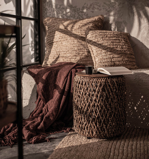 LH Imports Bohemian Drum Center Table in Brown Accent Table