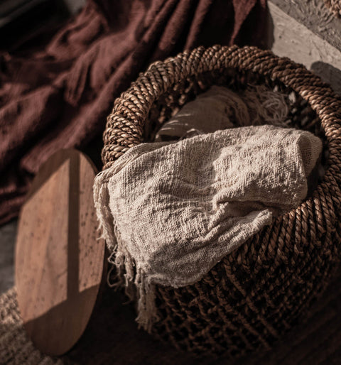 LH Imports Bohemian Drum Center Table in Brown Accent Table