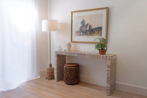 LH Imports Bohemian Drum Center Table in Brown Accent Table