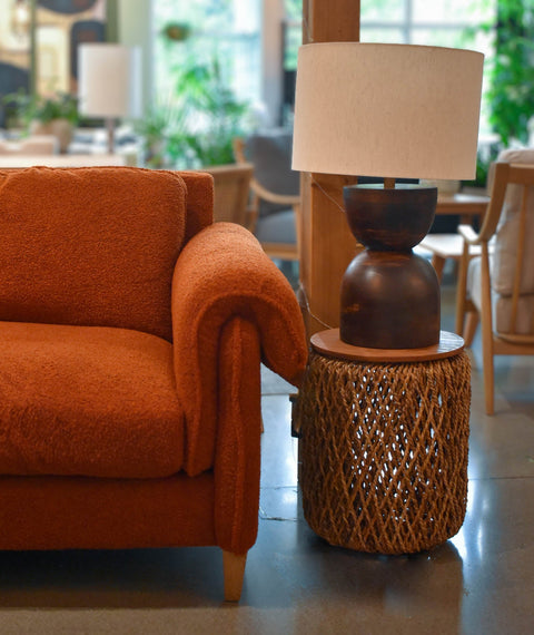 Space Saving Bohemian Drum Center Table Accent Table