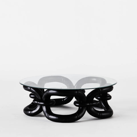 Expressive Renter Bamboo Sculpted Round Coffee Table