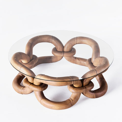 Edin & Lina Kjellvertz Bamboo Freeform Round Coffee Table in Contemporary Organic Style - 41 W