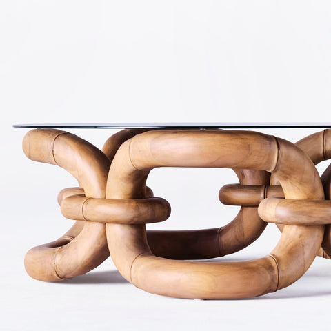 Edin & Lina Kjellvertz Bamboo Freeform Round Coffee Table in Contemporary Organic Style - 41 W