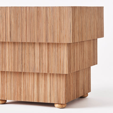 Mikado Contemporary Ribbed Geometric Square Accent Table