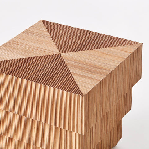 Mikado Contemporary Ribbed Geometric Square Accent Table