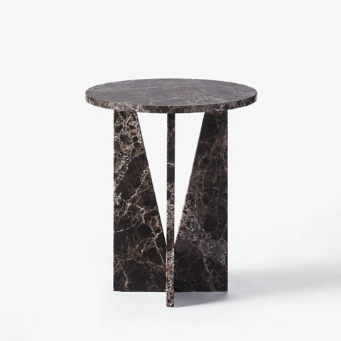 Modern Minimalist Handcrafted Marble Round Accent Table