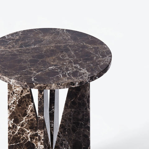 Modern Minimalist Handcrafted Marble Round Accent Table
