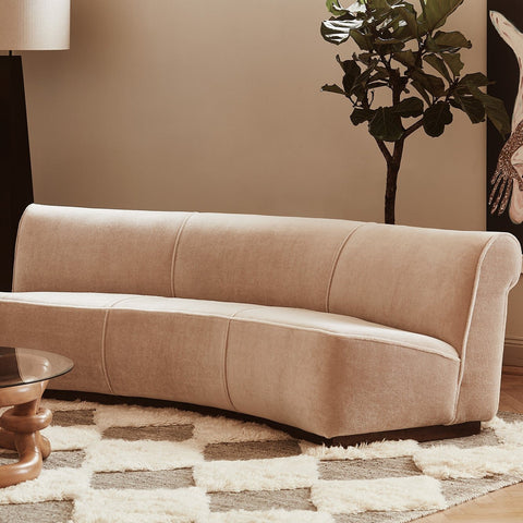 Soft Scandinavian Mid Century Curved Asymmetrical Standard Sofa