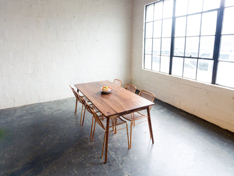 Fernweh Woodworking Minimalist Handcrafted Farm Dining Table with Splayed Legs - 72 W