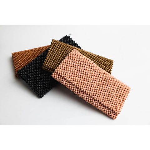 Geometric Beaded Clutch with Zipper Closure
