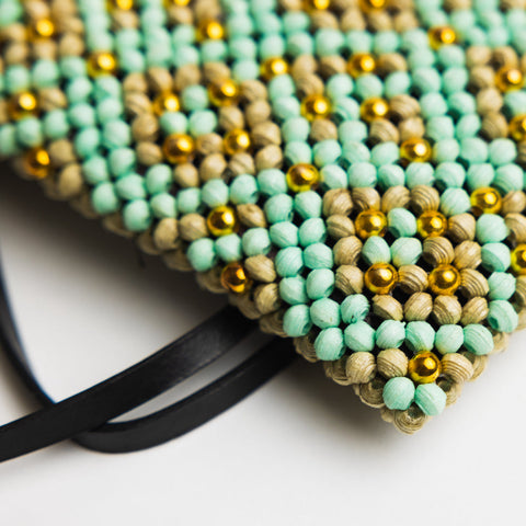 Geometric Beaded Handmade Crossbody with Adjustable Straps