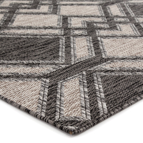 Contemporary Geometric Area Rug in Black and Ivory - Rectangle