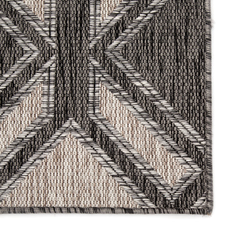 Contemporary Geometric Area Rug in Black and Ivory - Rectangle