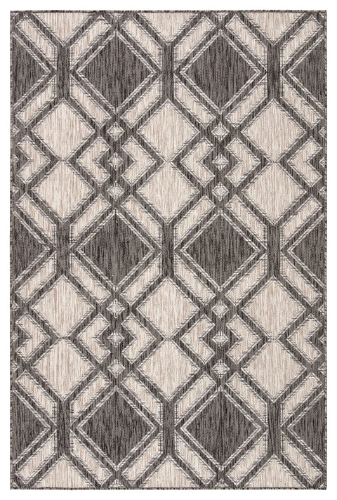 Contemporary Geometric Area Rug in Black and Ivory - Rectangle