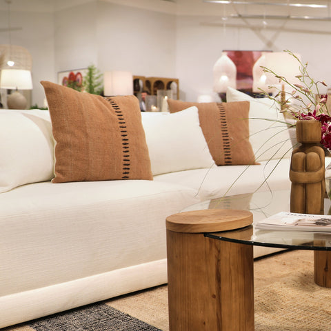 Classic Organic Wool Embroidery Accent Pillow