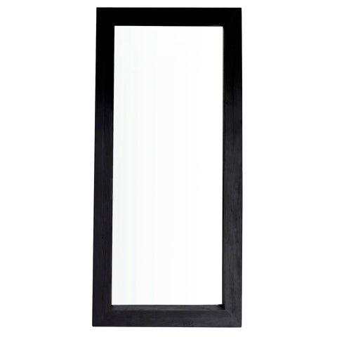 Cornell Black Wood 88" Tall Floor Mirror with Wide Base