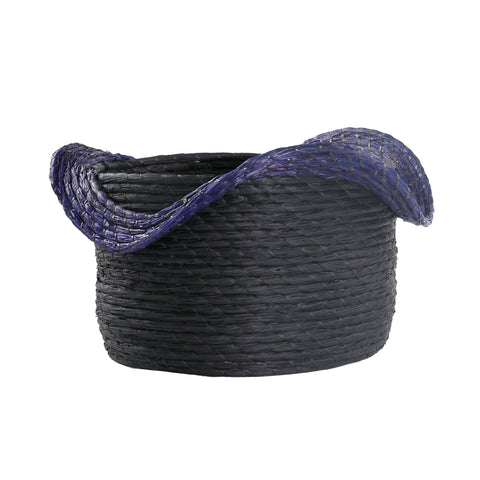 Marvis Basket Woven Seagrass - Black and Midnight Blue