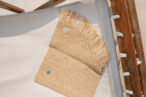 Beach Fringe Solid Clutch with Magnetic Closure