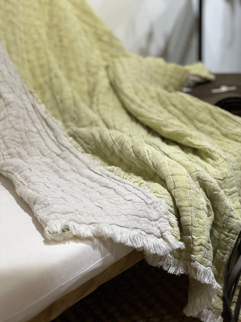 Devon Contemporary Textured Fringe Throw