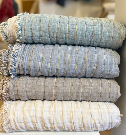 Devon Contemporary Textured Fringe Throw