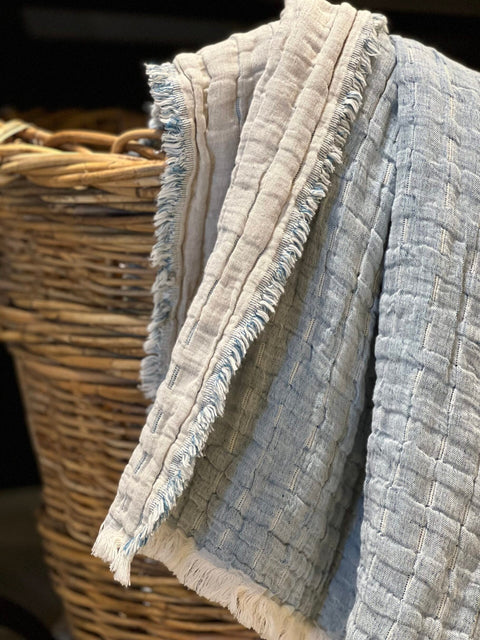 Devon Contemporary Textured Fringe Throw