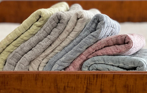 Modern Reversible Stitched Coverlet with Ruffles