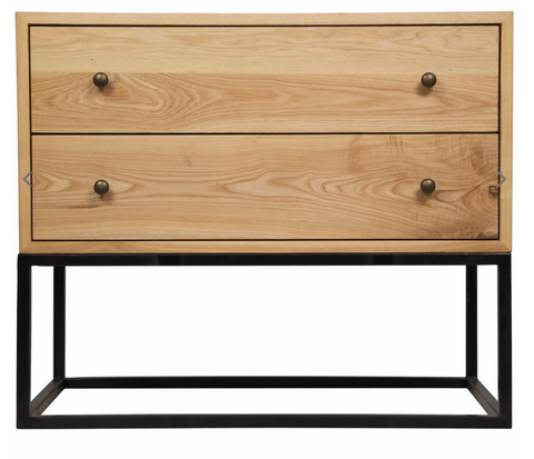 Downtown Modern Industrial Accent Table with Block Frame