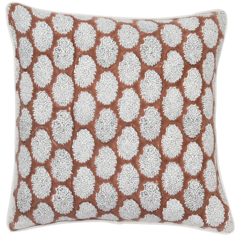 Filling Spaces Artful Traditionalist Bohemian Hand Block Print Accent Throw Pillow - 18 x 18 - 20 x 20 - 22 x 22 - 24 x 24 - 26X 26 - 14 x 20 - 14 x 40 - 18 x 40 - 16 x 50