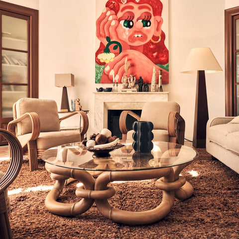 Edin & Lina Kjellvertz Bamboo Freeform Round Coffee Table in Contemporary Organic Style - 41 W