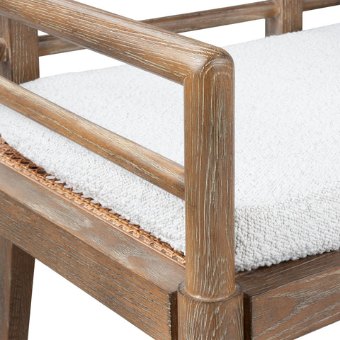 Artful Traditionalist Oak Accent Bench with Turned Legs