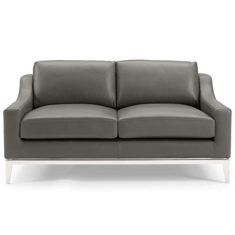 Harness Modern Leather Loveseat Sofa with Armrests