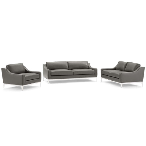 Harness Modern Leather Sofa Set with Loose Cushions