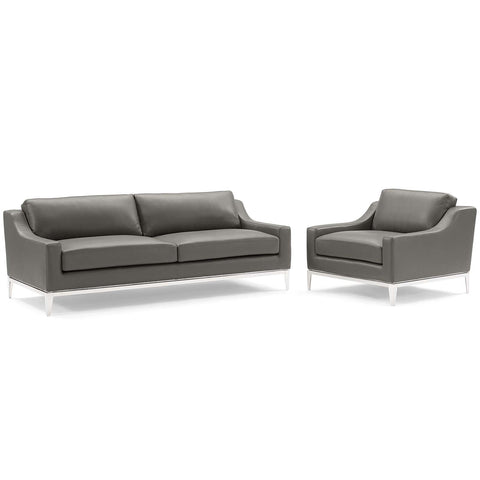 Harness Modern Leather Sofa Set with Armrests and Loose Cushions