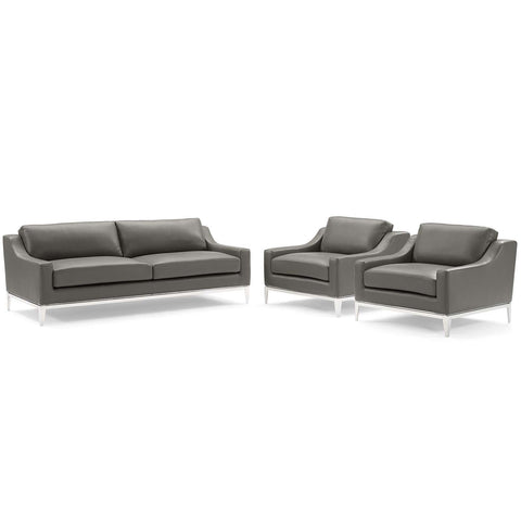 Harness Modern Leather Upholstered Sofa Set