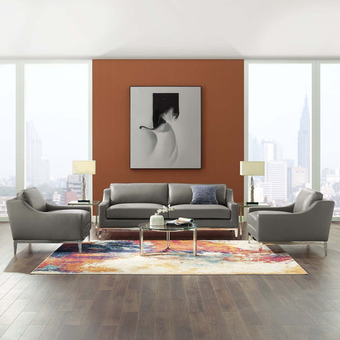 Harness Modern Leather Upholstered Sofa Set