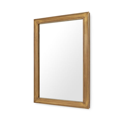 Contemporary Brass Framed Accent Mirror for Entryway Wall