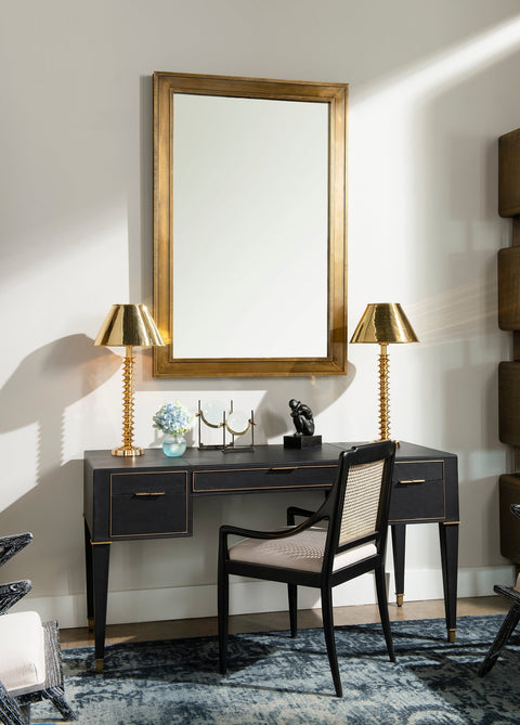 Contemporary Brass Framed Accent Mirror for Entryway Wall