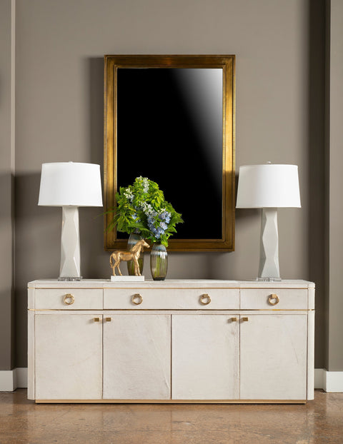 Contemporary Brass Framed Accent Mirror for Entryway Wall