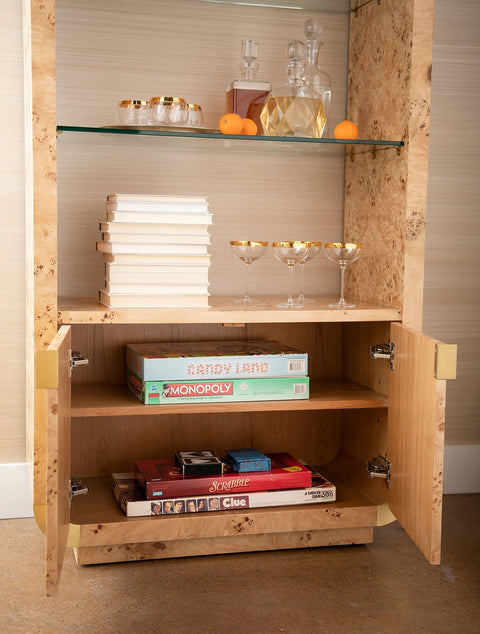 Emil Artful Traditionalist Mid Century Display Etagere Cabinet