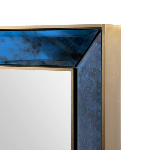 Contemporary Handcrafted Brass and Glass Mosaic Accent Wall Mirror