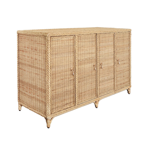 Coastal Buffet Cabinet with Satin Finish and Pull Handles