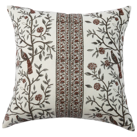 Filling Spaces Artful Traditionalist Bohemian Hand Block Print Accent Throw Pillow - 22 x 22 - 24 x 24