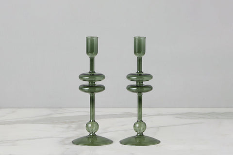 etúHOME Mix & Match Contemporary Cylindrical Glass Candlestick Set - Set of 2