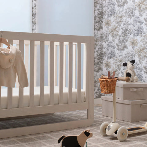 Modern Low Profile Linen Crib for Stylish Nurseries - Crib