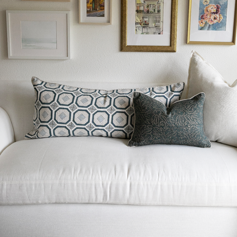 Filling Spaces Artful Traditionalist Hand Block Print Accent Throw Pillow - 18 x 18 - 20 x 20 - 22 x 22 - 24 x 24 - 26X 26 - 14 x 20 - 14 x 40 - 18 x 40 - 16 x 50